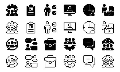 Employee recruitment pixel icons vector illustration