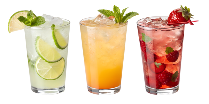 3 mixology bar menu cocktails fresh drinks isolated on white background png