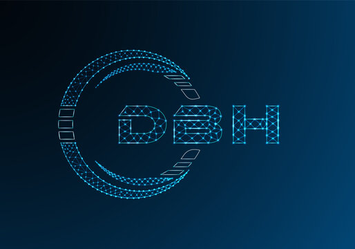 DBH low poly letter logo vector design. DBH lower poly logo design.
