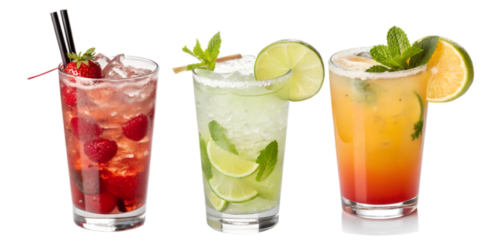 3 mixology bar menu cocktails fresh drinks isolated on white background png