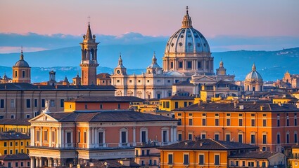 Obraz premium Stunning rome skyline featuring vatican st peter dome