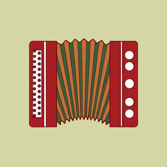 Stylized accordion illustration folk music instrument concertina design