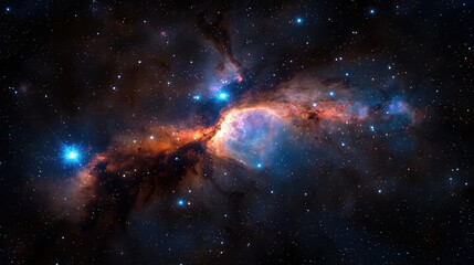 Obraz premium Colorful Nebula with Stars in Vintage Style