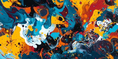 Abstract Colorful Paint Splashes Art