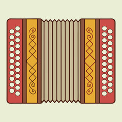 Stylized accordion illustration traditional musical instrument retro design vector graphic