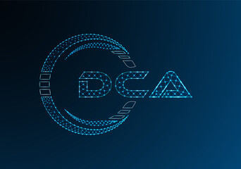 DCA low poly letter logo vector design. DCA lower poly logo design.