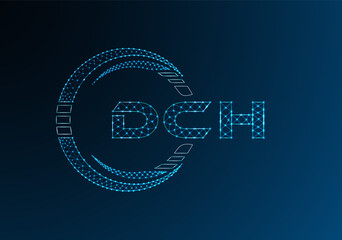 DCH low poly letter logo vector design. DCH lower poly logo design.