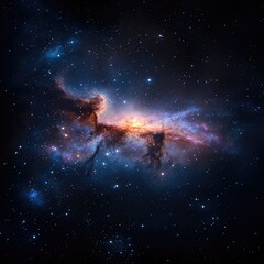 Colorful Nebula and Stars in Night Sky