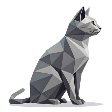 Low Poly Cat Stunning Geometric Cat Illustration isolated on transparent background