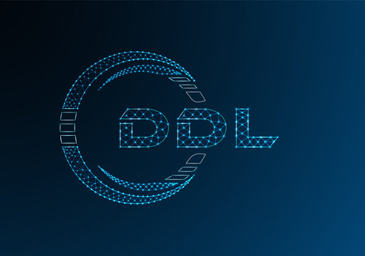 DDL low poly letter logo vector design. DDL lower poly logo design.