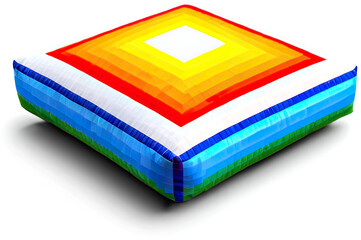 Vibrant Square Cushion Featuring Concentric Designs In Warm And Cool Colors Casting Soft Shadow