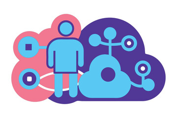 Abstract Futuristic Vector of Digital Wellness Ecosystem with Devices and Cloud