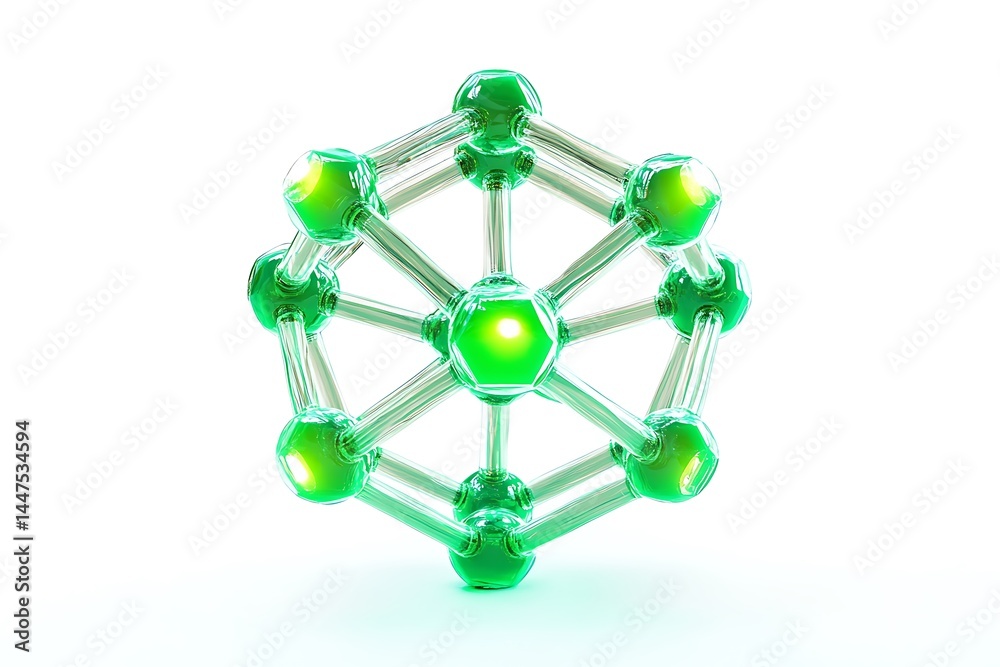 Fototapete 3d style chlorophyll molecule with glowing magnesium core and organic structure