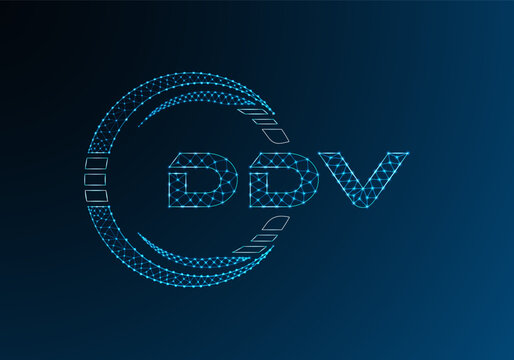 DDV low poly letter logo vector design. DDV lower poly logo design.