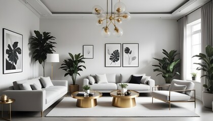 Naklejka premium Photo interior modern design room 3d illustration