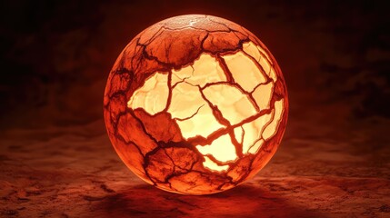 Warmly lit glowing historian egg with radiant shell cracks, surrounded by ambient colored haze