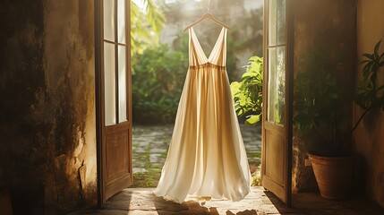 a delicate dress bathed 