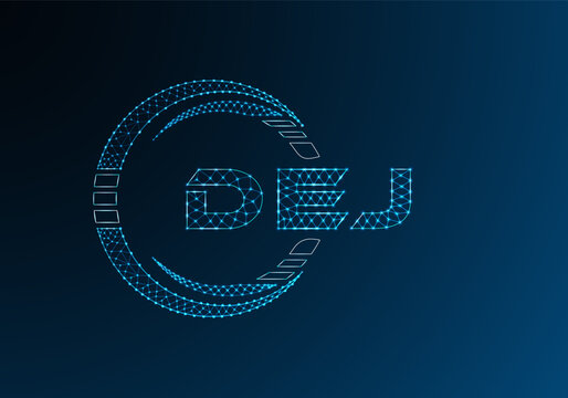 DEJ low poly letter logo vector design. DEJ lower poly logo design.