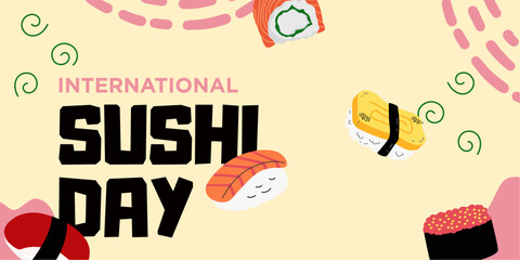 International Sushi Day design concept for poster, banner, background. abstract  illustration design.