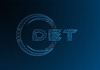 DET low poly letter logo vector design. DET lower poly logo design.