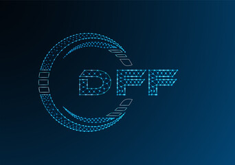 DFF low poly letter logo vector design. DFF lower poly logo design.