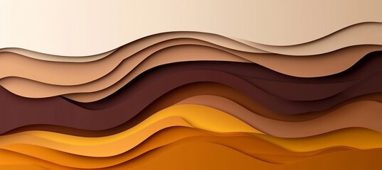Abstract Warm Amber and Golden Yellow Wave Pattern Background, Nature Inspired Layered Design