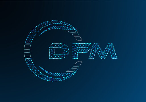 DFM low poly letter logo vector design. DFM lower poly logo design.