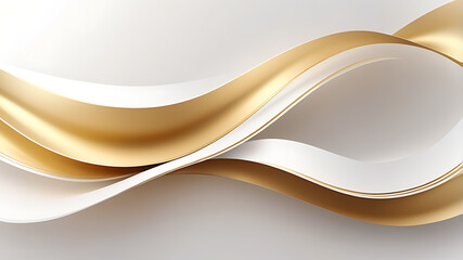 Obraz premium Golden White Wave Background Design | Abstract Modern Flowing Lines Art Style ai