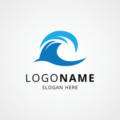 ocean wave modern blue color logo. Abstract water wave logo, ocean icon