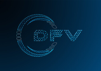 DFV low poly letter logo vector design. DFV lower poly logo design.