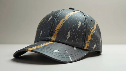 Stylish Black Baseball Cap with Lightning Bolt and Paint Splatter Design
