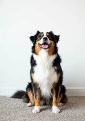 Joyful Australian Shepherd Portrait: Happy Dog, Studio Simplicity