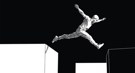 Parkour Athlete Leaping Between Buildings © Tharindu