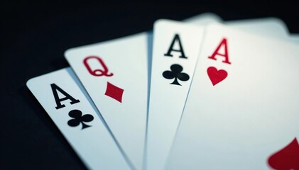 Obraz premium Four aces fanned out, showcasing the card suits , playing cards, vector