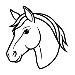 Magical Unicorn Line Art Illustration with Elegant Flowing Mane
