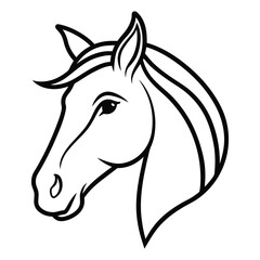 Magical Unicorn Line Art Illustration with Elegant Flowing Mane