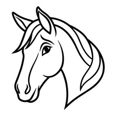Magical Unicorn Line Art Illustration with Elegant Flowing Mane