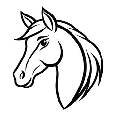 Magical Unicorn Line Art Illustration with Elegant Flowing Mane