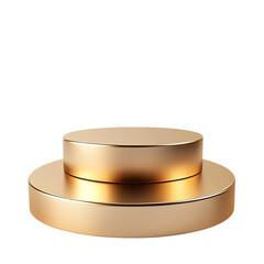 A 3d metal illustration shows a round silver podium, an isolated object representing business success