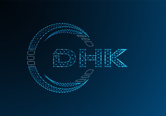 Naklejka premium DHK low poly letter logo vector design. DHK lower poly logo design.