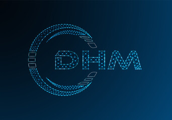 DHM low poly letter logo vector design. DHM lower poly logo design.