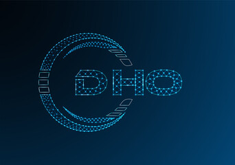 DHO low poly letter logo vector design. DHO lower poly logo design.