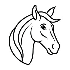 Magical Unicorn Line Art Illustration with Elegant Flowing Mane