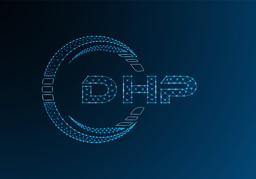 DHP low poly letter logo vector design. DHP lower poly logo design.