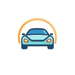 Fototapeta premium futuristic car logo at front view illustration at flat art