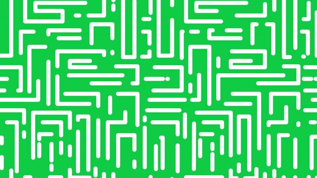 Minimalist Maze-Style Line Animation on Green &ndash; Abstract Geometric Seamless Motion for Technology and Creative Media Projects