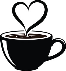 Coffee Cup Heart Steam Silhouette