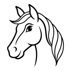 Magical Unicorn Line Art Illustration with Elegant Flowing Mane