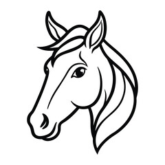 Magical Unicorn Line Art Illustration with Elegant Flowing Mane