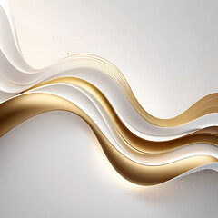 Obraz premium Golden White Wave Background Design | Abstract Modern Flowing Lines Art Style ai